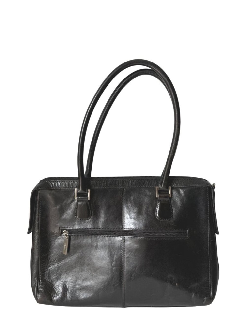 HOBO International Women's Shoulder Bag Black Leather Tote Satchel Vintage Y2K